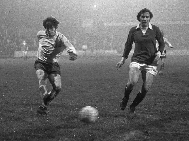 Duncan McKenzie in action for Stags against Workington in Sept 1973.