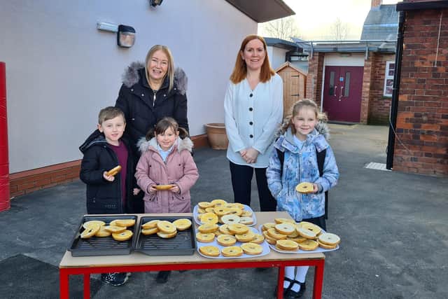 Children were provided with a bagel as part of the new free breakfast scheme.