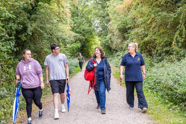 Mayor Claire Ward, second from right, on a section of The Loop between Clowne and Creswell Crags.