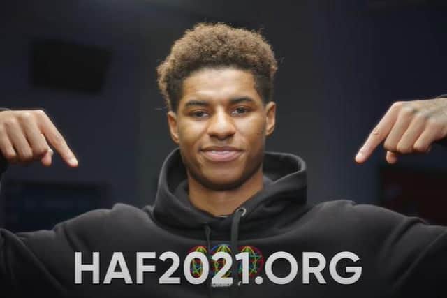Marcus Rashford who is supporting Mansfield District Council's summer Holiday Activity and Food scheme, 2021.