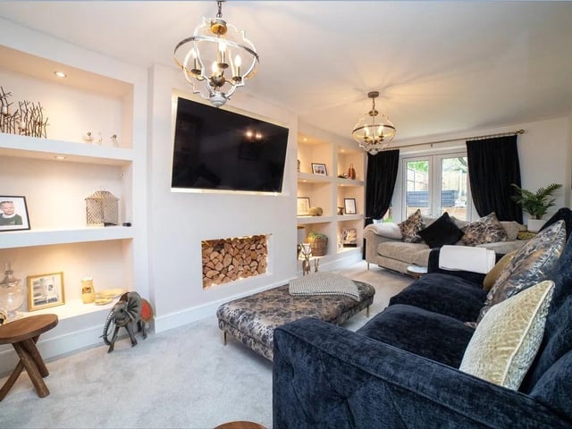 To the first floor, you’ll find the main living space which has been upgraded with a truly stunning media wall.
