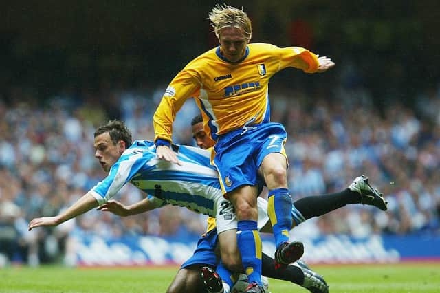 Liam Lawrence is the last Mansfield Town to sore a League One goal, a winning penalty against Northampton Town in the then Second Division on May 3 2003.