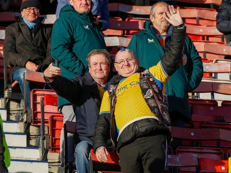 Mansfield Town fans at the defeat to Swindon Town on 25th Nov 2023.