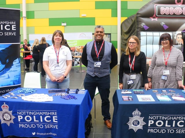 Representatives from Nottinghamshire Police advised about fraud prevention and apprenticeships.