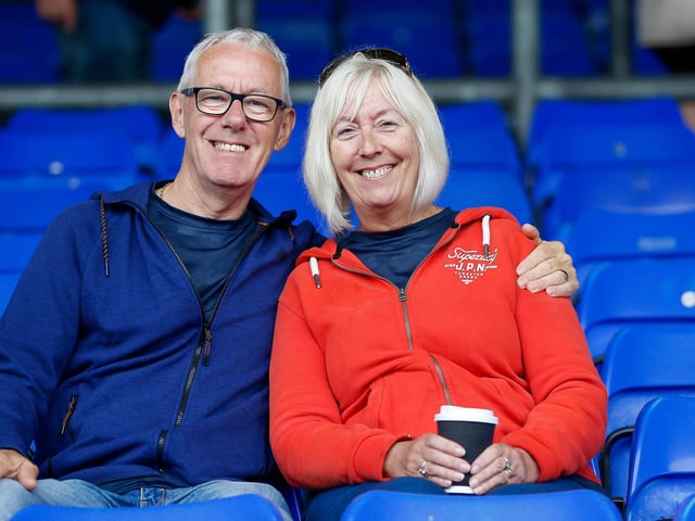 Mansfield Town fans enjoy the 3-0 win at Oldham Athletic.