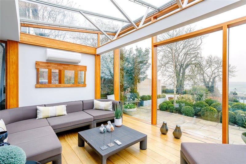 The garden room offers a pleasant, informal seating area and far-reaching, countryside views.
