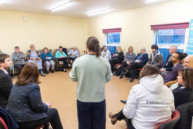 The Mayor hears from residents at Willets Court Community Centre in Sutton.