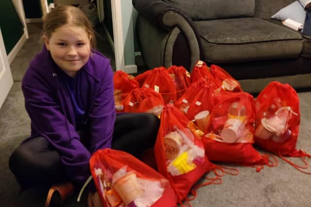 Vornie-Grace with her care packs ready to be handed out to the homeless.