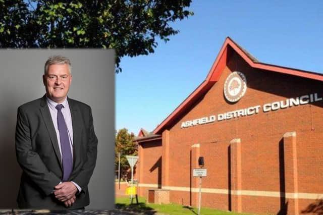 Ashfield District Council headquarters and, inset, Lee Anderson MP.
