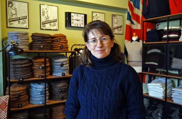 Owner Sophie Bainbridge inside the new vintage clothes shop Stanley Biggs Clothiers on Selston Road, Jacksdale.