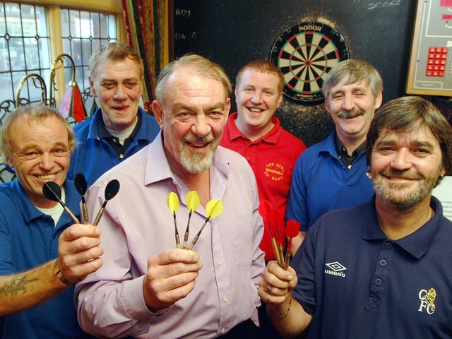 Staff and customers of Mansfield's Bowl in Hand pub on Leeming Street took part in a Darts Marathon in 2001