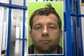 Krzysztof Skretowski, 38, of HMP Nottingham, was jailed for a total of seven-and-a-half years after being convicted of robbery, burglary, driving while disqualified and without insurance, possession of a Class B drug and theft.