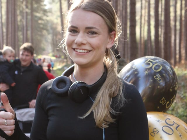 Thumbs up from Emily Davies after completing her 50th parkrun at Sherwood Pines. A fantastic half-century!