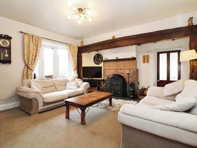First stop on our tour of the £575,000-plus Portland House is this magnificent living room, complete with beamed fireplace, multi-fuel burner and bay window facing the front of the property.