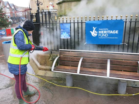 Bentinck Memorial getting a clean as part of the Townscape Project.