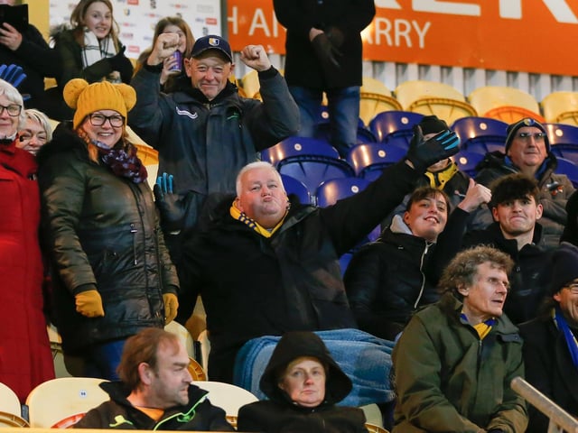 Mansfield fans at the match against Carlisle Utd.