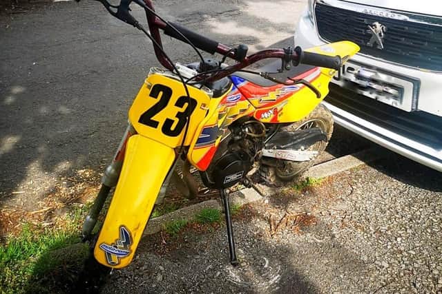 The motorbike was seized by police.