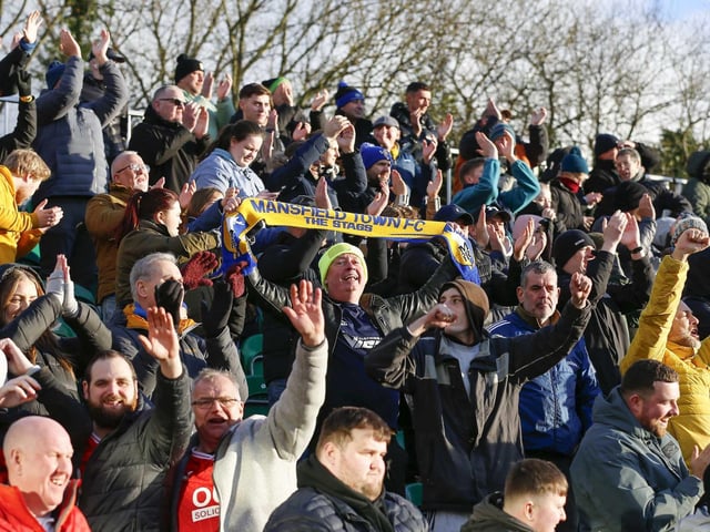 Mansfield Town fans enjoy the day at Newport County.