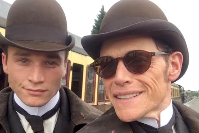 Matthew Bell (left) with Enola Holmes actor Burn Gorman.