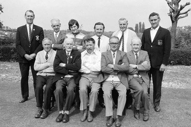 Bowlers from Mansfield Titchfield Park Bowling Club in 1974.