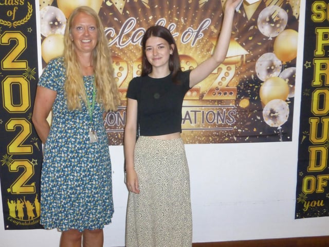 Liliy Allbright, pictured with achievement leader for Year 11, Suzanne Guest, achieved nine Grade 9s along with a Grade 8 and 7
