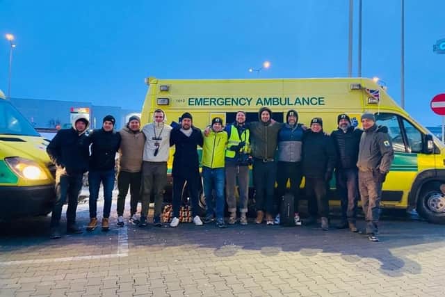 Simon Blincow and Rob Taylor joined a convoy of pick-up trucks and ambulances filled with electricity generators, clothing, toys and other items