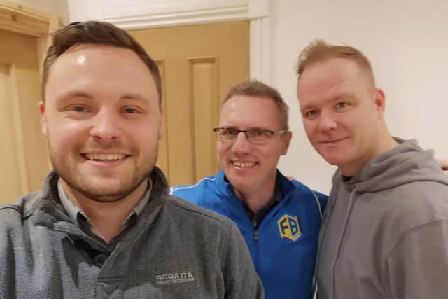 Mansfield MP Ben Bradley,  Craig French and Russ Talbot are getting for this summer's FrenBot match.