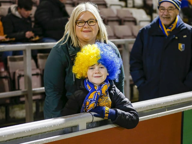 Mansfield Town fans at Northampton Town last night.