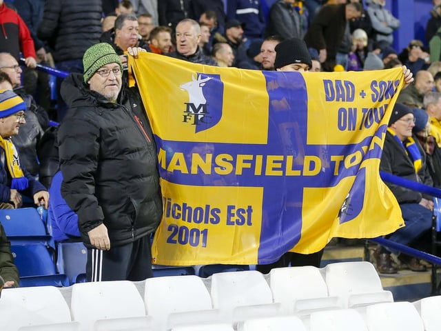 Stags fans during the Emirates FA Cup Second Round match against Sheffield Wednesday at Hillsborough.