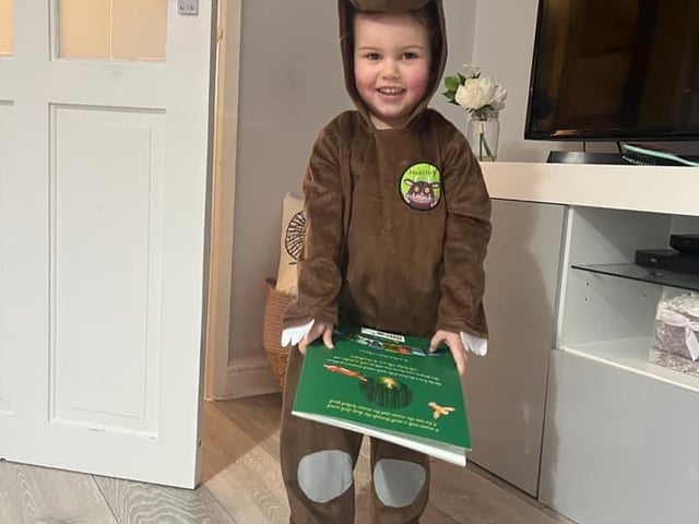 Arabella aged three, dressed as the Gruffalo from Sutton.