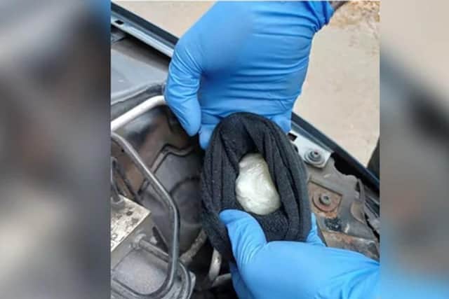 Police seized socks containing drugs following a car stop in Nuthall