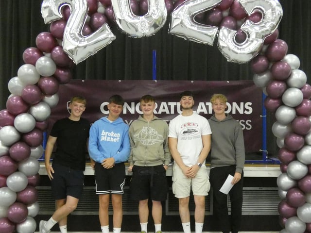 Lads collected their results at the Garibaldi School today.