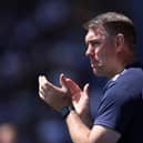 Dave Challinor the manager of Stockport County looks on during the Sky Bet League Two Play-Off Semi-Final Second Leg match between Stockport County and Salford City at Edgeley Park on May 20, 2023 in Stockport, England. (Photo by Alex Livesey/Getty Images)