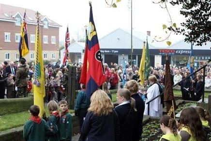 2011: Crowds gather at the Cadets Cross in Eastwood to pay their respects during the Remembrance Service.