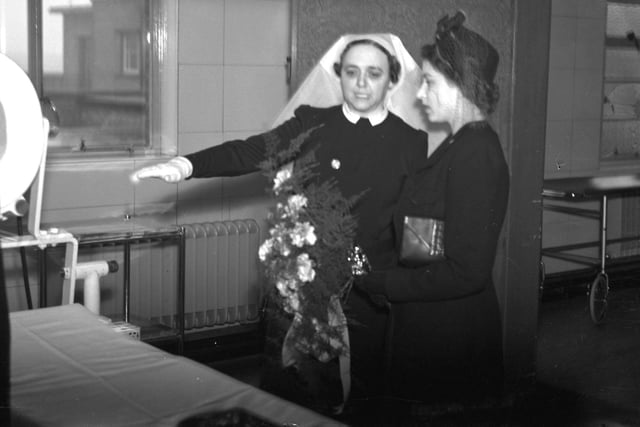 Princess Elizabeth is pictured on her visit to Sunderland Eye Infirmary in April 1946.