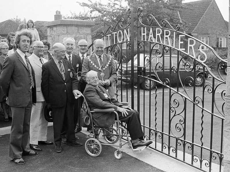 A opening ceremony takes place in 1972 to mark the installation of new memorial gates.
