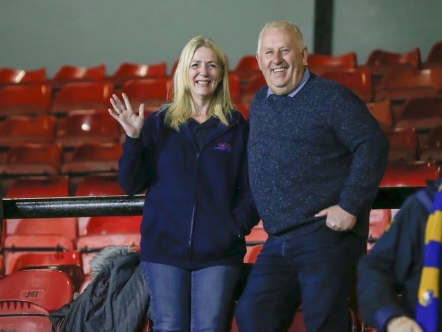 Stags fans during the Papa John's Trophy match against Grimsby Town.