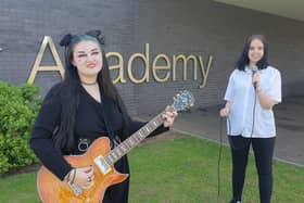 Shirebrook Academy students Kelsey Hind (left) and Gracie Dexter are looking to turn their passion for music into a career after winning places at Confetti Institute of Creative Technologies in Nottingham