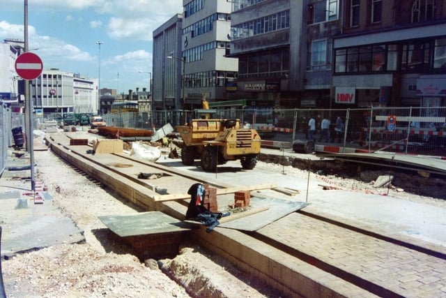 Construction work in Sheffield city centre in 1995.