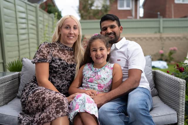 Gopal and his wife Jasmin, pictured with their seven-year-old daughter Daisy.