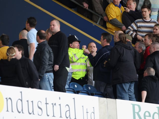 Stags fans storm the directors box in 2008.