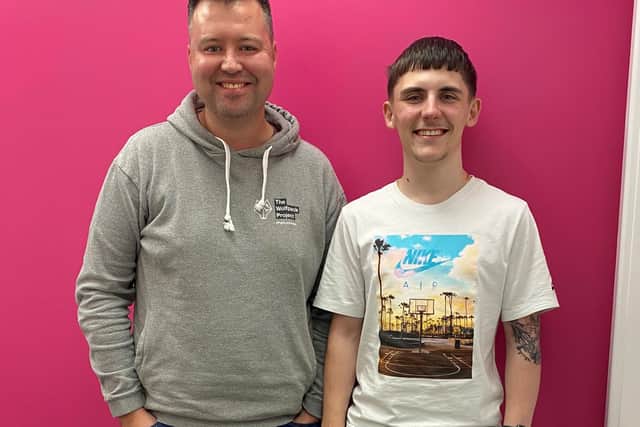 Brandon Louth is pictured with Damien Reynolds, founder and CEO of The Wolfpack Project.