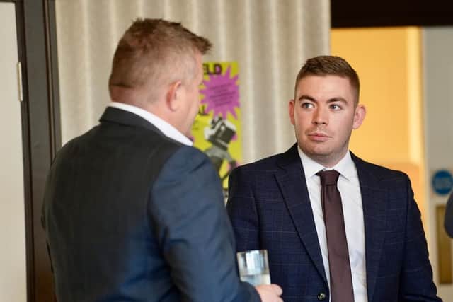 Mansfield town film festival director Jay Martin with Coun Craig Whitby at a business networking event.