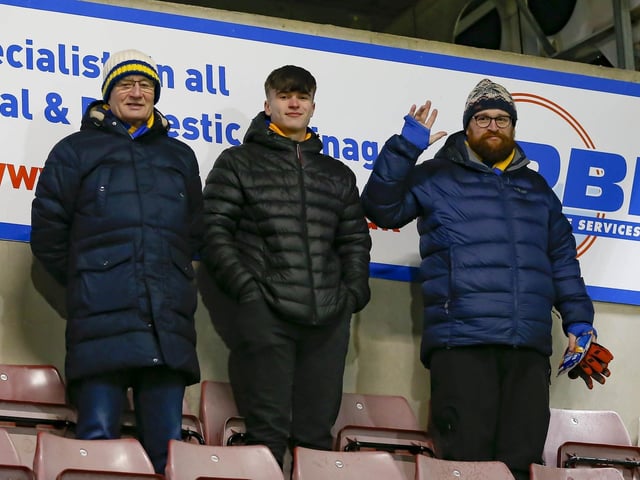 Mansfield Town fans at Northampton Town last night.