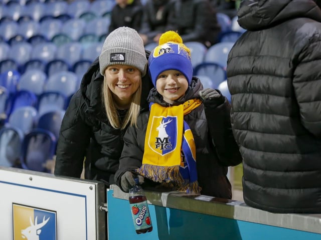 Mansfield Town fans ahead of the draw with Grimsby Town.