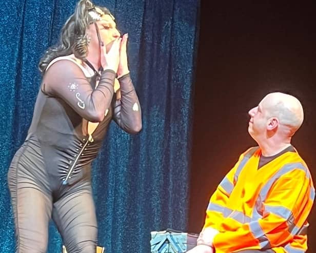 Drag queen Suga Phoenix and actor Jack Burrows starring in 'The Road to Zandra'.