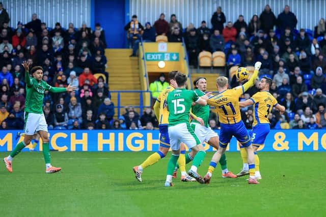 Action during the Sky Bet League 1 match against Stockport County FC at the One Call Stadium, 20 Dec 2025, Photo credit Chris & Jeanette Holloway / The Bigger Picture.media
