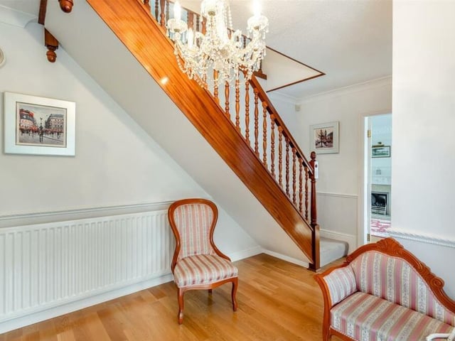 Time to check out the first floor now, so let's head for the stairs in the entrance hall, which has a touch of elegance about it.