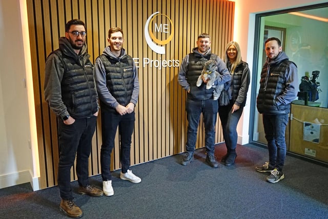 Anton Dove (pre-construction manager), Keane Haslam (director), Lloyd Kemp (director), Eleanor Shannon (accounts manager) and Grant Lewis (mechanical project manager).
