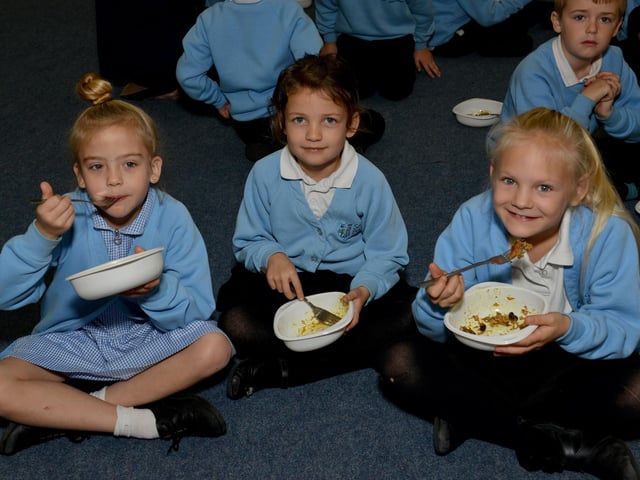 Children at Samuel Barlow Primary School try Caribbean food as part of Black History Month.